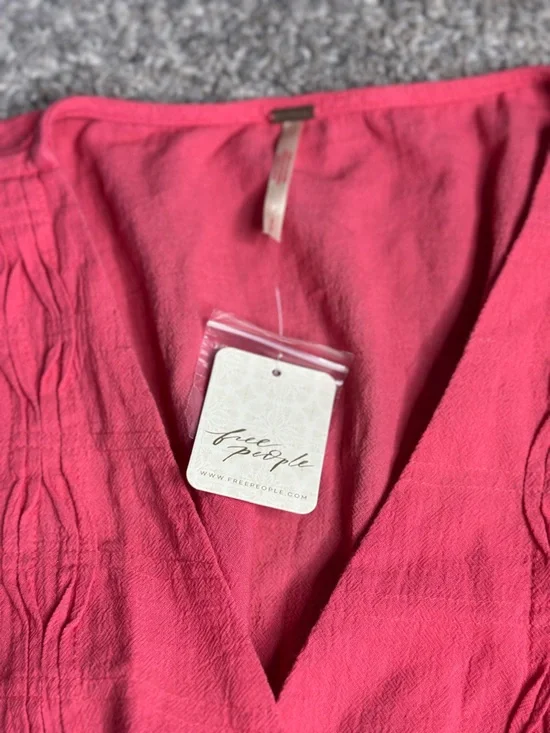 Free People Endless Summer On The Move Midi Dress small Wrap Pink Hibiscus coral - Picture 8 of 11